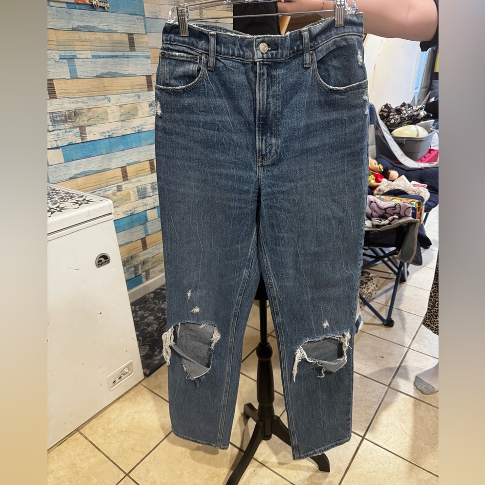 Distressed Blue Jeans